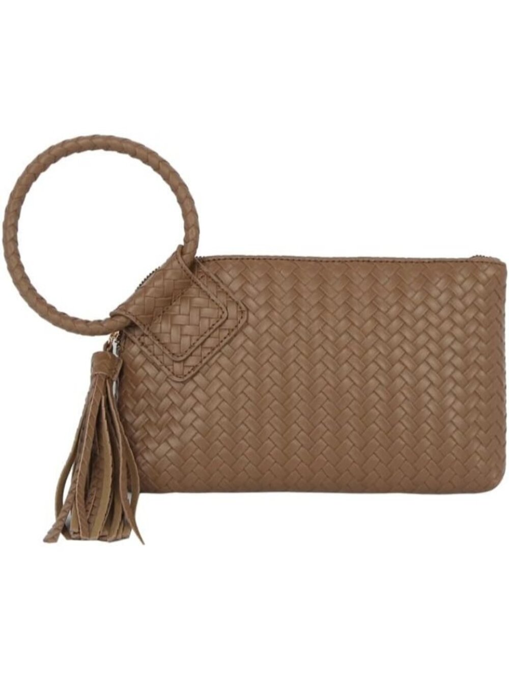 Women's Stone Brown Leather Formal Purse Wristlet Wallet Casual Evening Handbag